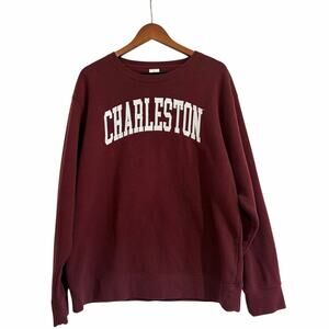 Charleston Sweatshirt Women XL Maroon LS Crew Pullover Casual Activewear School